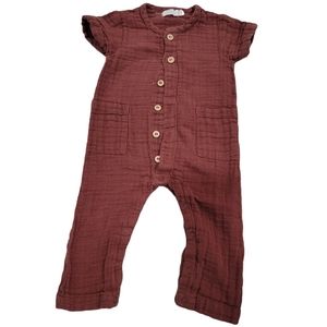 Jamie Kay Rust organic linen blend romper 0-3